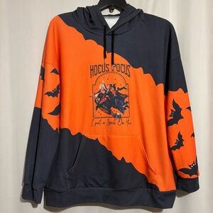 Black Orange XL Unisex Pull Over Hoodie Sweater Bats Hocus Pocus Halloween theme